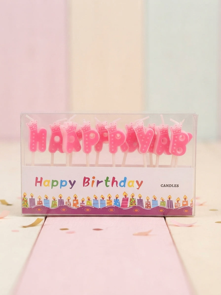 Pink Crown "HAPPY B-DAY" Letter Birthday Candles Set – M&D TRADER