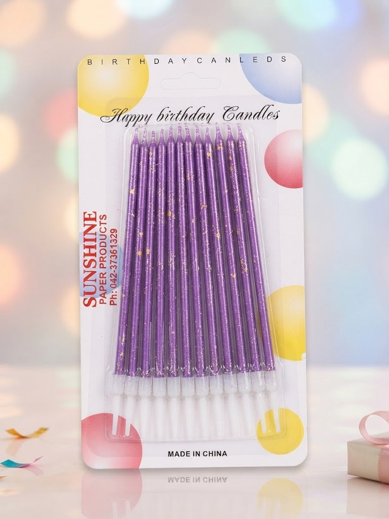 Purple Glitter Striped Birthday Candles Set – M&D TRADER