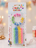 Colorful Striped Birthday Candles Set with Matching Holders – M&D TRADER